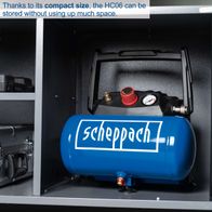 Scheppach HC06 air compressor with compact tank and 5-meter hose accessory kit