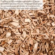 Wood mulch from finely shredded wood chips by Scheppach electric shredder, ideal for garden mulch