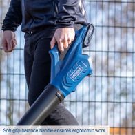 Soft-grip balance handle for ergonomic use with Scheppach cordless leaf blower