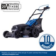 Scheppach cordless lawnmower with 47 cm cutting width, 10-year warranty, 20V battery system, including batteries and chargers