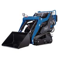 Compact backhoe loader with bucket attachment featuring control and articulation mechanisms