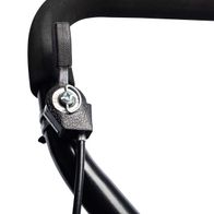 Close-up of a Scheppach vibrating plate with handle and mounting for riding attachment