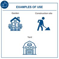Examples of mixer usage: garden, construction site, yard area