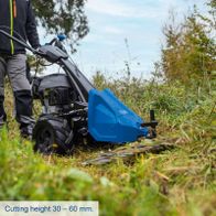 Scheppach lawnmower showing cutting height adjustment for 30–60 mm