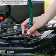 Water connection for cleaning on Scheppach tool, highlighting easy cleaning feature