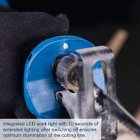 LED work light with 10-second extended lighting for optimal cutting line illumination
