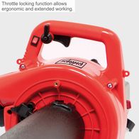 Ergonomic throttle lock for comfortable extended use on Scheppach leaf blower/vacuum
