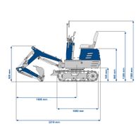 Technical dimensions and structure illustration of mini excavator for Scheppach EXC815