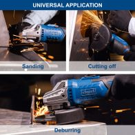 Universal tool for sanding, cutting off burrs and deburring with cordless angle grinder