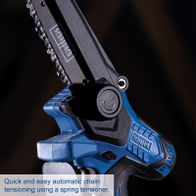 Quick automatic chain tensioning using a spring tensioner for Scheppach cordless pruning saw
