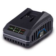Scheppach battery charger with LED display, wall mount, standby indicator, and status lights