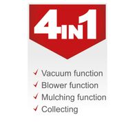 Tool featuring vacuum, blower, mulching, and collecting functions for leaf blower