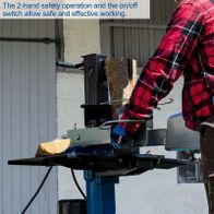 Hydraulic log splitter with 230V, 3000W, 7-tonne hydraulic power, dual-hand operation for safe splitting
