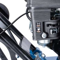 Close-up of the petrol engine connection for the Scheppach vibrating plate HP1400S