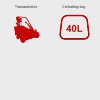 Portable 40L collection bin for Scheppach petrol scarifier, 40cm width
