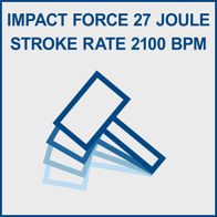 Pneumatic air spade featuring 27 joule impact force and 2100 strokes per minute