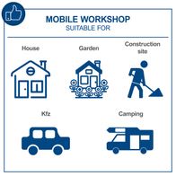 Mobile workshop suitable for house, garden, construction site and camping