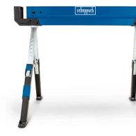 Scheppach saw bench with adjustable legs and load capacity display