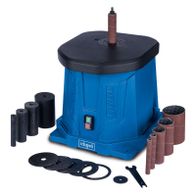 Oscillating spindle grinding machine with included tool set featuring grinding sleeves, belts, and adapters for Scheppach OSM100