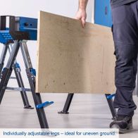 Adjustable legs for uneven ground on saw bench