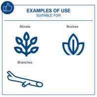 Examples of use for pruning tools: cutting branches, shrubs, and small bushes.