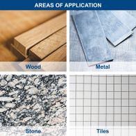 Material categories for applications: Wood, Metal, Stone, Tiles