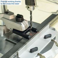 Bench pillar drill with cross-line laser for accurate drilling and alignment