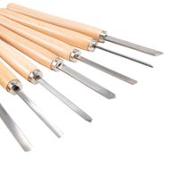 8-piece woodturning tool set with wooden handles