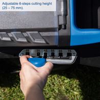 Adjustable cutting height for lawnmower with 6-step adjustment from 25 to 75 mm
