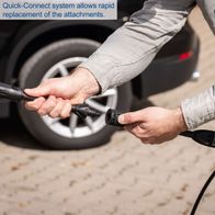 High-pressure cleaner with quick-connect system for rapid attachment replacement