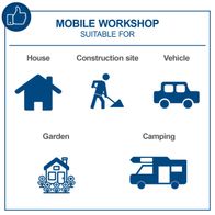 Mobile workshop suitable for house, construction site, garden, and vehicle use