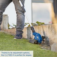 Scheppach cordless grass trimmer with adjustable height for slopes