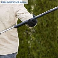 Blade guard for safe storage of the cordless hedge trimmer