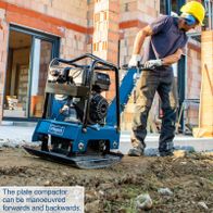 Scheppach plate compactor with maneuverable forward and backward movement