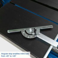 Scheppach mitre cutting unit with angular stop for precise cuts between -45° and +45°