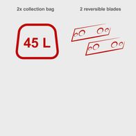 Electric garden shredder GS55 featuring 45L collection bag and 2 reversible blades
