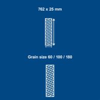 Product dimensions and grain sizes: 762mm x 25mm, with grain sizes 60/100/180