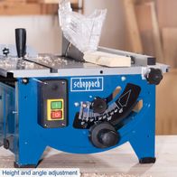 Table saw with height and angle adjustment for accurate cuts