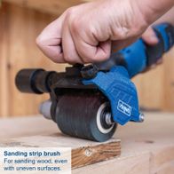 Scheppach round brush for wood with a strip design for smooth sanding, even on uneven surfaces.