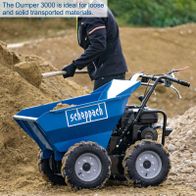 Scheppach all-terrain dumper with 3 forward and 1 reverse gears for transporting materials