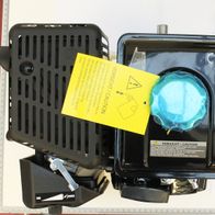Scheppach engine with caution label and oil level indicator, view from the top cover