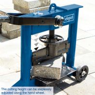 Adjustable cutting height block splitter with handwheel for precise stone processing