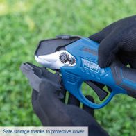 Scheppach cordless pruning shears with protective cover for safe storage