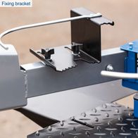 Fixing bracket for log splitter with adjustable mounting for accurate alignment