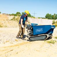 Scheppach tracked dumper DP5000 in operation with operator on board