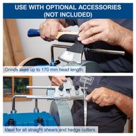 Wet grinding system for axes up to 170 mm length, suitable for fine grinding tasks