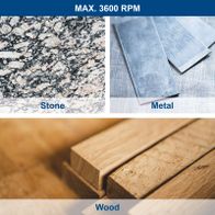 Tool with a maximum speed of 3600 RPM for various materials (wood, stone, metal)
