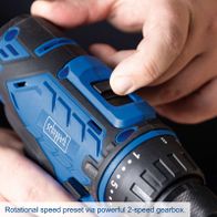 Rotational speed preset via powerful dual-speed gearbox in Scheppach tool