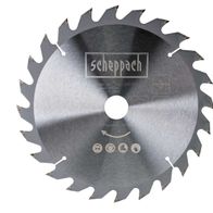 Scheppach circular saw blade with 24 teeth, 250 mm diameter, featuring order number and safety icons