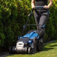 Scheppach cordless lawnmower BC-MP430-X with battery and charger, 43 cm cutting width, 50L bin